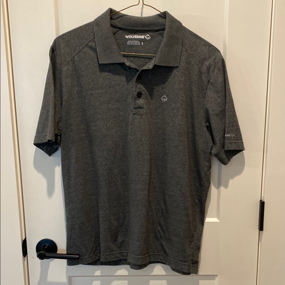Wolverine Men’s Short Sleeve Polo.  Charcoal Gray.  Large. Cotton/Poly‎ Blend
